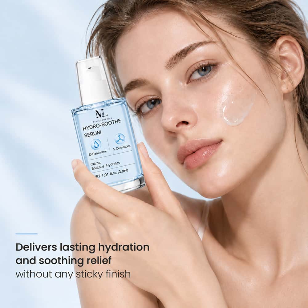 Private Label Hydrating Smoothing Face Serum with Hyaluronic Acid and Panthenol MLXL OEM COSMETIC Custom Formulated Manufacturer for Your Brand
